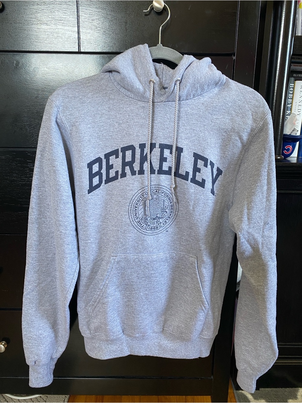 Champion Gray Berkeley Pullover Hoodie with Navy Lettering